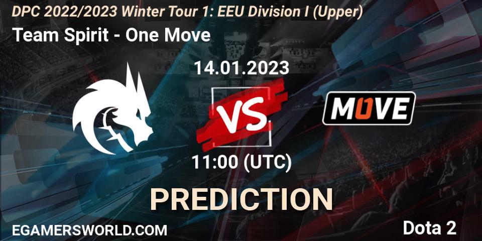 Team Spirit - One Move: прогноз. 14.01.2023 at 11:00, Dota 2, DPC 2022/2023 Winter Tour 1: EEU Division I (Upper)