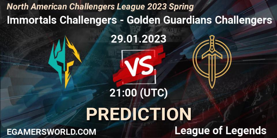 Immortals Challengers - Golden Guardians Challengers: прогноз. 29.01.23, LoL, NACL 2023 Spring - Group Stage