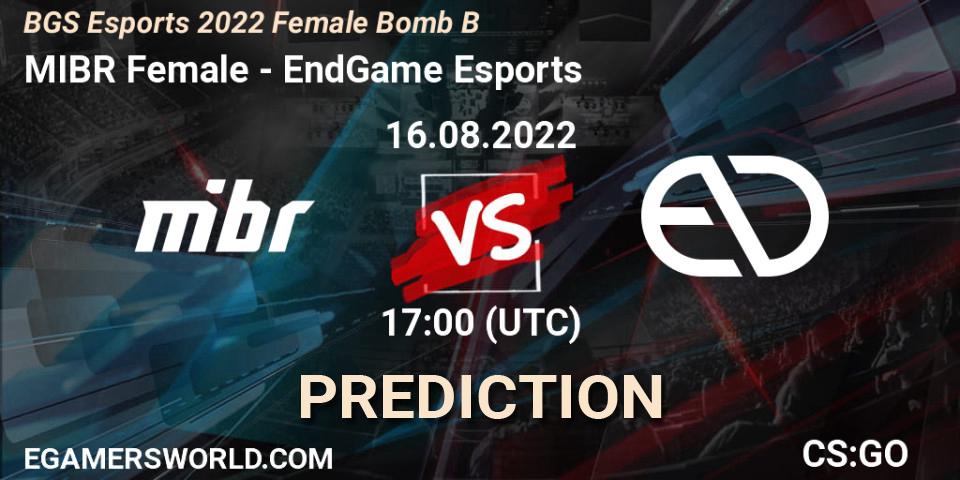 MIBR Female - EndGame Esports: прогноз. 16.08.2022 at 17:00, Counter-Strike (CS2), Monster Energy BGS Bomb B Women Cup 2022