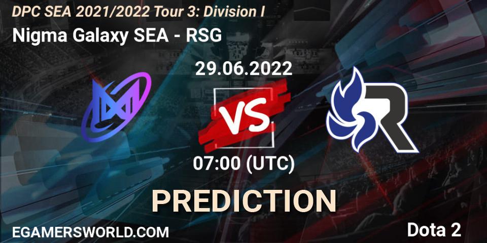 Nigma Galaxy SEA - RSG: прогноз. 29.06.2022 at 07:01, Dota 2, DPC SEA 2021/2022 Tour 3: Division I