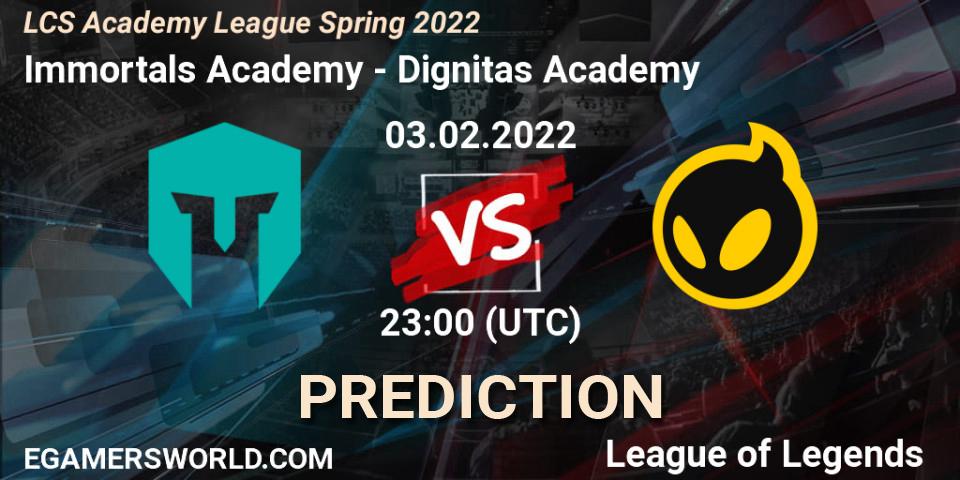 Immortals Academy - Dignitas Academy: прогноз. 03.02.2022 at 23:00, LoL, LCS Academy League Spring 2022