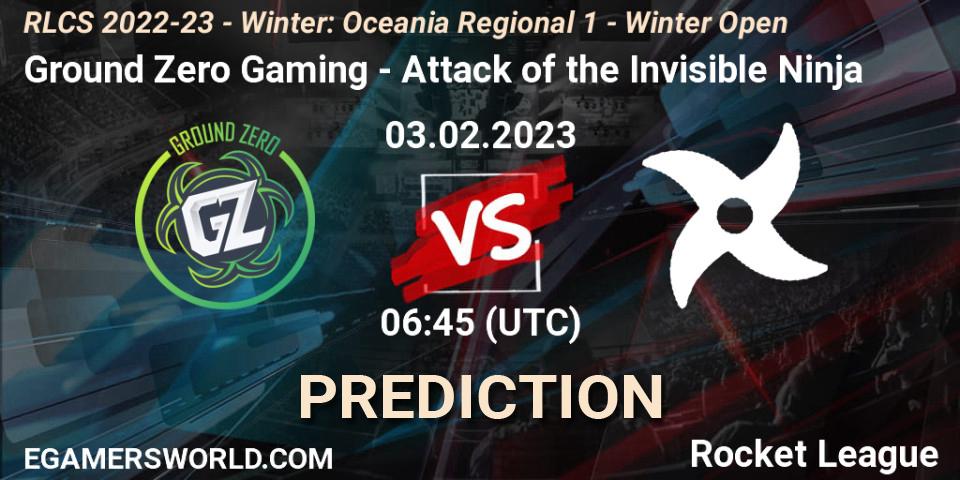 Ground Zero Gaming - Attack of the Invisible Ninja: прогноз. 03.02.2023 at 06:45, Rocket League, RLCS 2022-23 - Winter: Oceania Regional 1 - Winter Open