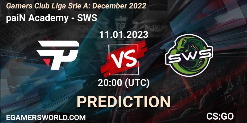 paiN Academy - SWS: прогноз. 11.01.23, CS2 (CS:GO), Gamers Club Liga Série A: December 2022
