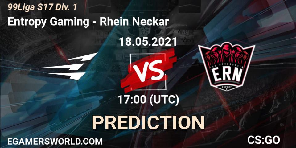 Entropy Gaming - Rhein Neckar: прогноз. 18.05.2021 at 17:00, Counter-Strike (CS2), 99Liga S17 Div. 1