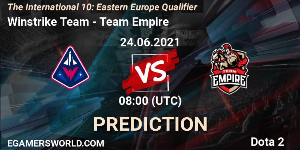 Winstrike Team - Team Empire: прогноз. 24.06.2021 at 08:03, Dota 2, The International 10: Eastern Europe Qualifier