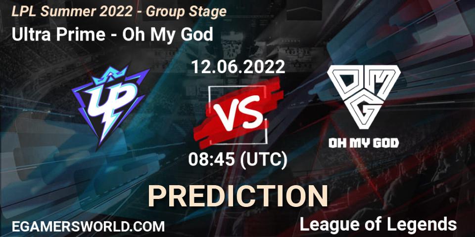 Ultra Prime - Oh My God: прогноз. 12.06.2022 at 08:45, LoL, LPL Summer 2022 - Group Stage