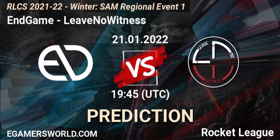 EndGame - LeaveNoWitness: прогноз. 21.01.2022 at 19:45, Rocket League, RLCS 2021-22 - Winter: SAM Regional Event 1
