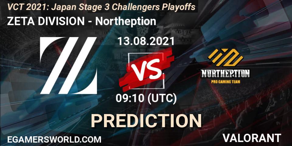 ZETA DIVISION - Northeption: прогноз. 13.08.2021 at 09:10, VALORANT, VCT 2021: Japan Stage 3 Challengers Playoffs