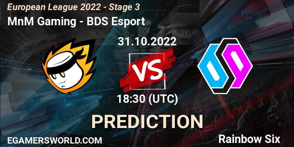 MnM Gaming - BDS Esport: прогноз. 31.10.22, Rainbow Six, European League 2022 - Stage 3