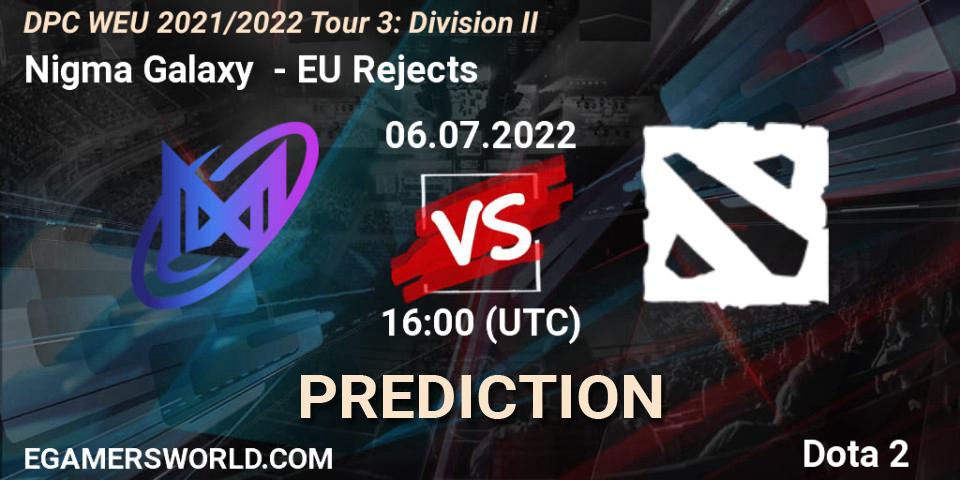 Nigma Galaxy - EU Rejects: прогноз. 06.07.22, Dota 2, DPC WEU 2021/2022 Tour 3: Division II