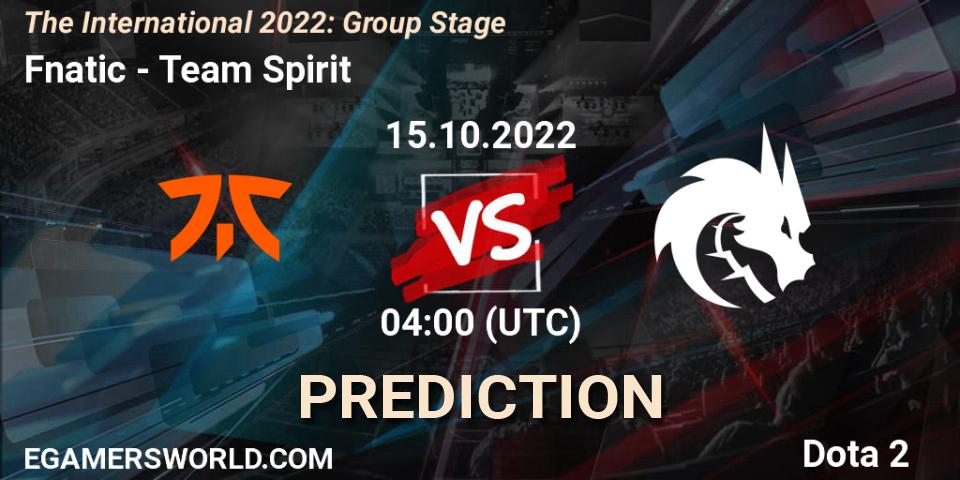 Fnatic - Team Spirit: прогноз. 15.10.2022 at 05:04, Dota 2, The International 2022: Group Stage