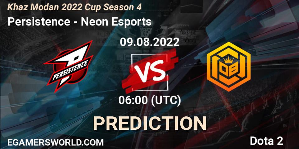 Persistence - Neon Esports: прогноз. 09.08.2022 at 06:00, Dota 2, Khaz Modan 2022 Cup Season 4