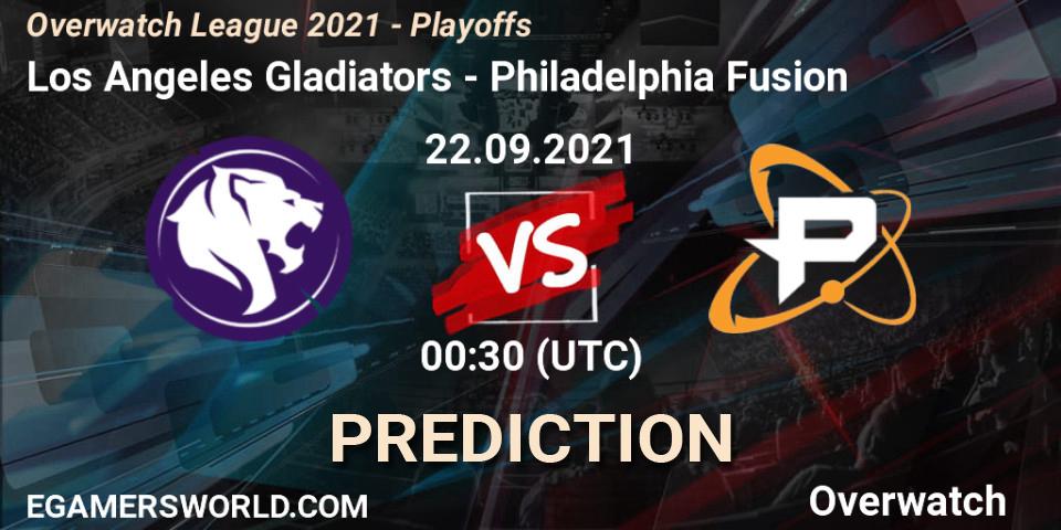 Los Angeles Gladiators - Philadelphia Fusion: прогноз. 22.09.2021 at 00:30, Overwatch, Overwatch League 2021 - Playoffs