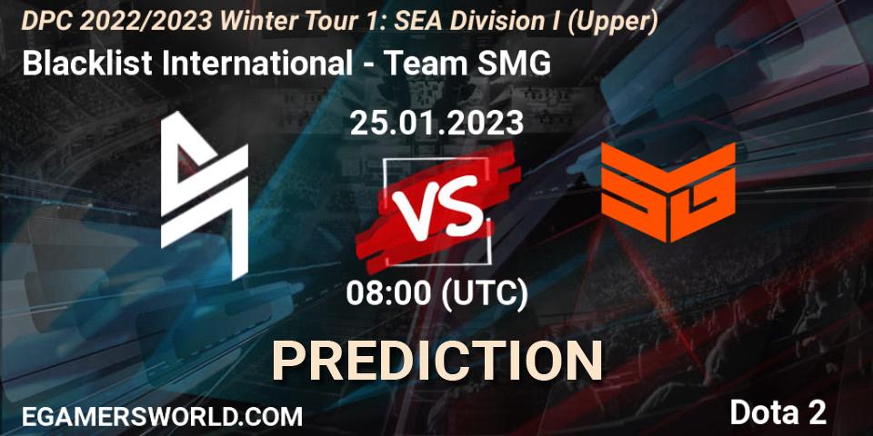 Blacklist International - Team SMG: прогноз. 25.01.2023 at 08:00, Dota 2, DPC 2022/2023 Winter Tour 1: SEA Division I (Upper)