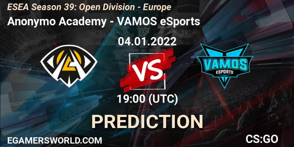 Anonymo Academy - VAMOS eSports: прогноз. 04.01.2022 at 19:00, Counter-Strike (CS2), ESEA Season 39: Open Division - Europe