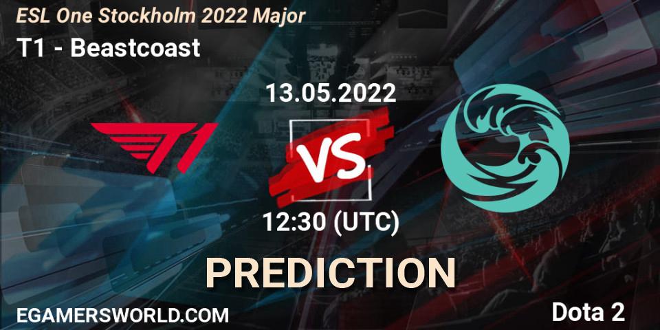 T1 - Beastcoast: прогноз. 13.05.2022 at 12:30, Dota 2, ESL One Stockholm 2022 Major