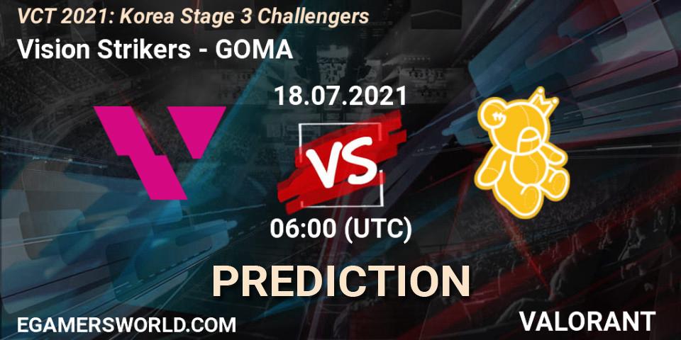 Vision Strikers - GOMA: прогноз. 18.07.2021 at 06:00, VALORANT, VCT 2021: Korea Stage 3 Challengers