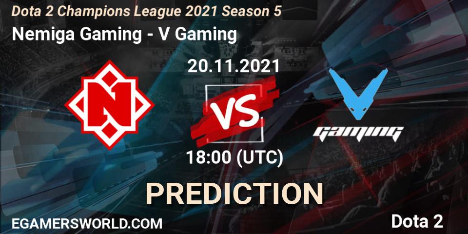 Nemiga Gaming - V Gaming: прогноз. 20.11.2021 at 18:41, Dota 2, Dota 2 Champions League 2021 Season 5