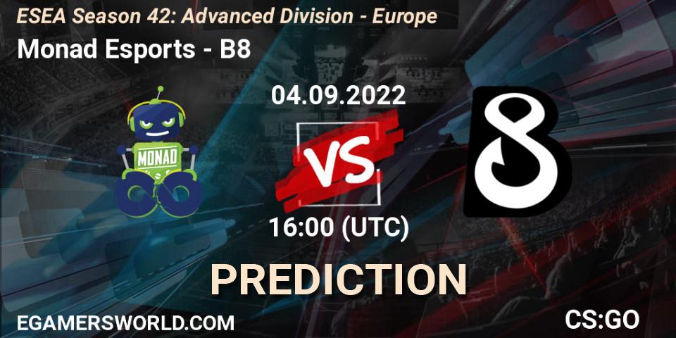 Monad Esports - B8: прогноз. 05.09.2022 at 15:00, Counter-Strike (CS2), ESEA Season 42: Advanced Division - Europe