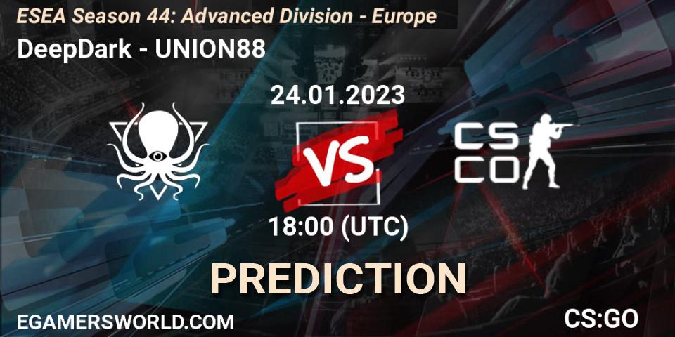 DeepDark - UNION88: прогноз. 24.01.2023 at 18:00, Counter-Strike (CS2), ESEA Season 44: Advanced Division - Europe