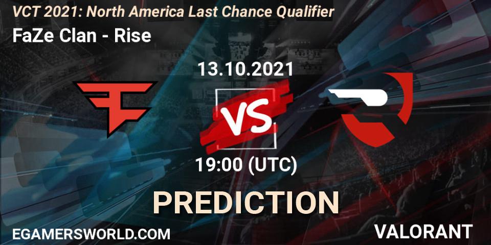 FaZe Clan - Rise: прогноз. 27.10.21, VALORANT, VCT 2021: North America Last Chance Qualifier