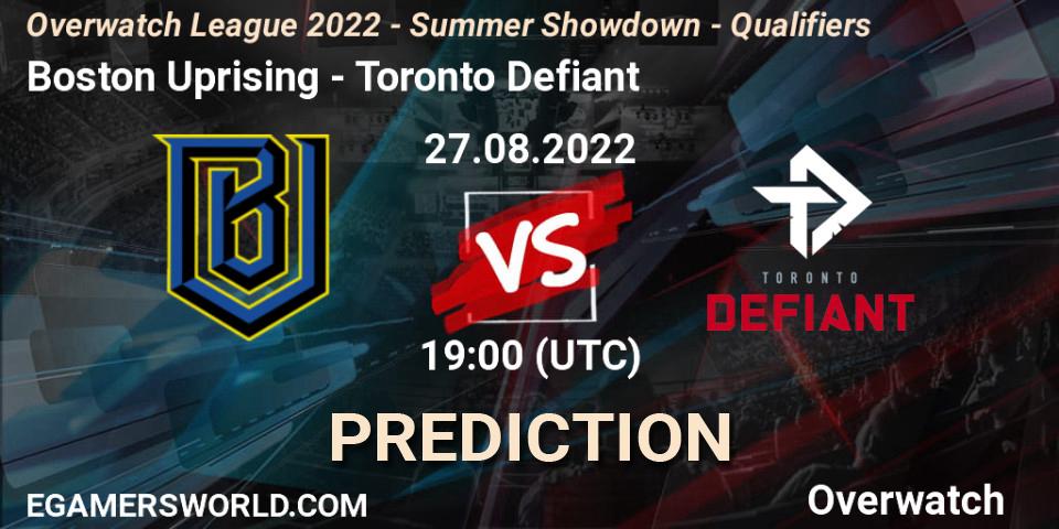 Boston Uprising - Toronto Defiant: прогноз. 27.08.2022 at 19:00, Overwatch, Overwatch League 2022 - Summer Showdown - Qualifiers
