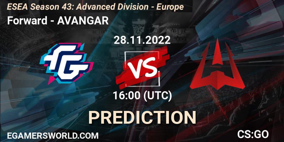 Forward - AVANGAR: прогноз. 28.11.22, CS2 (CS:GO), ESEA Season 43: Advanced Division - Europe