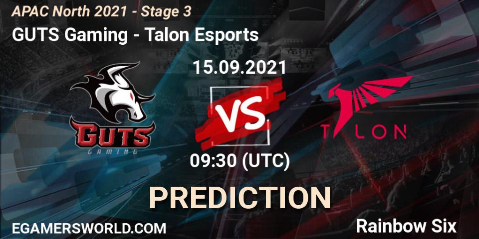 GUTS Gaming - Talon Esports: прогноз. 15.09.2021 at 09:30, Rainbow Six, APAC North 2021 - Stage 3