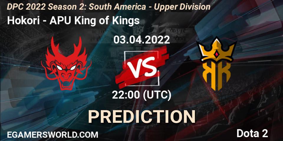 Hokori - APU King of Kings: прогноз. 03.04.2022 at 22:00, Dota 2, DPC 2021/2022 Tour 2 (Season 2): SA Division I (Upper)