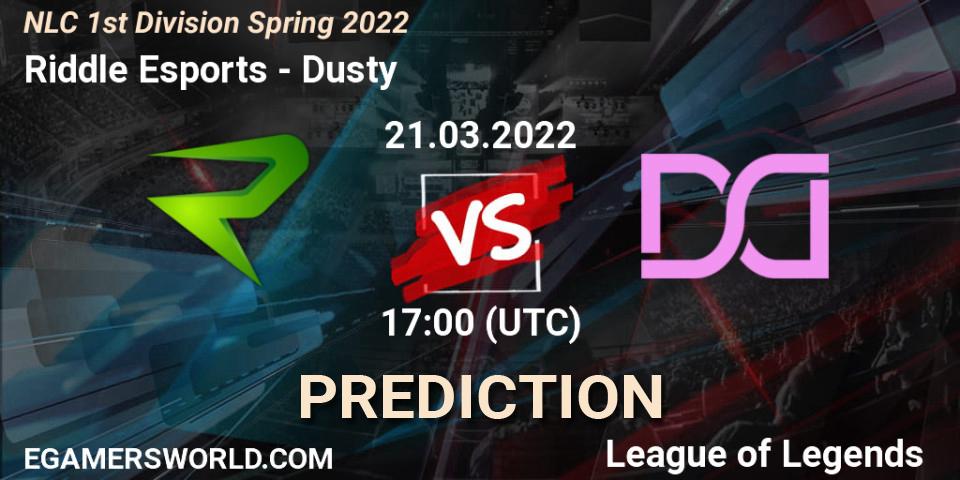 Riddle Esports - Dusty: прогноз. 21.03.2022 at 17:00, LoL, NLC 1st Division Spring 2022