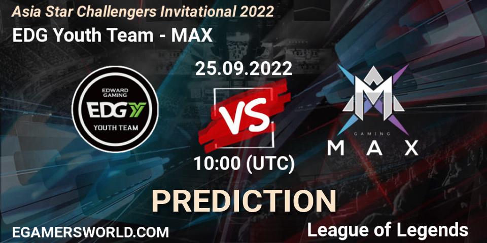 EDward Gaming Youth Team - MAX: прогноз. 25.09.2022 at 10:00, LoL, Asia Star Challengers Invitational 2022