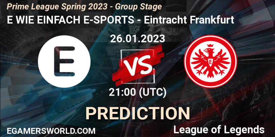 E WIE EINFACH E-SPORTS - Eintracht Frankfurt: прогноз. 26.01.2023 at 21:00, LoL, Prime League Spring 2023 - Group Stage