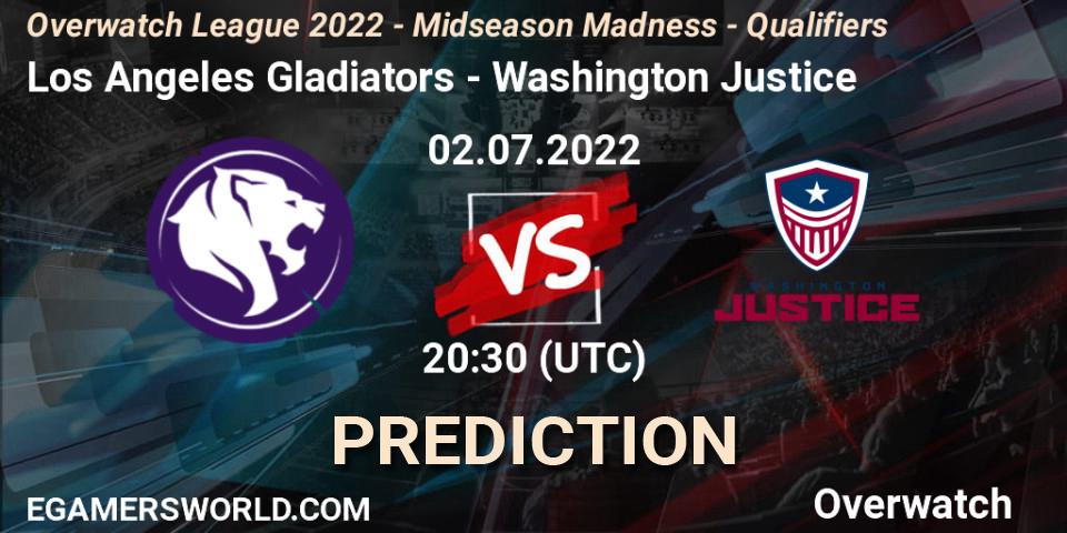 Los Angeles Gladiators - Washington Justice: прогноз. 02.07.2022 at 20:30, Overwatch, Overwatch League 2022 - Midseason Madness - Qualifiers