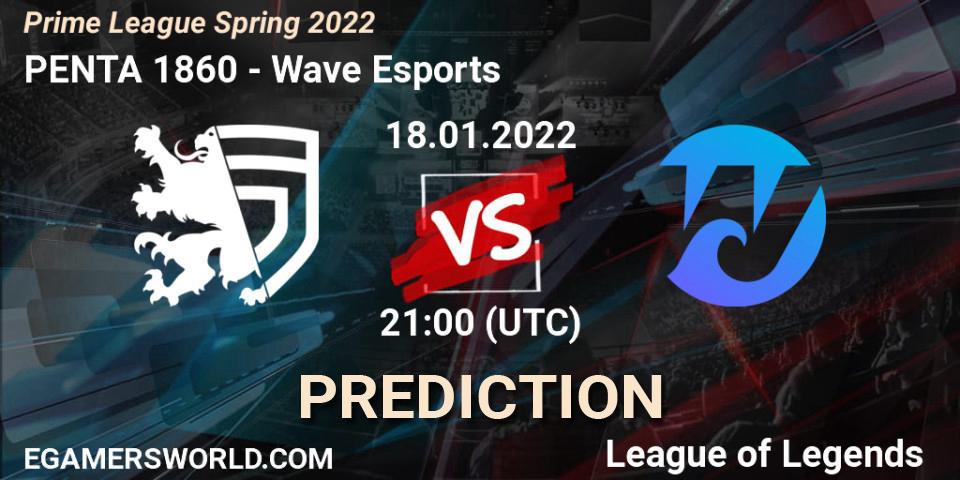 PENTA 1860 - Wave Esports: прогноз. 18.01.2022 at 21:20, LoL, Prime League Spring 2022