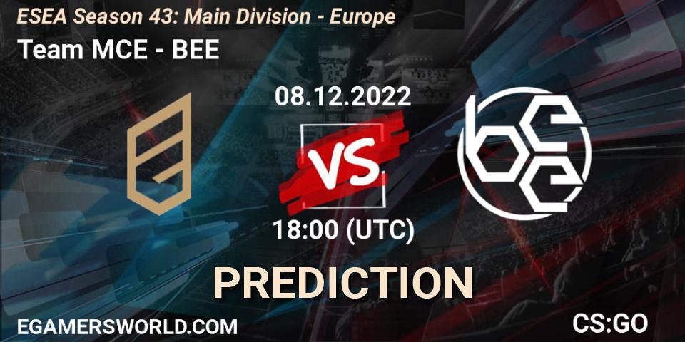 Team MCE - BEE: прогноз. 08.12.22, CS2 (CS:GO), ESEA Season 43: Main Division - Europe