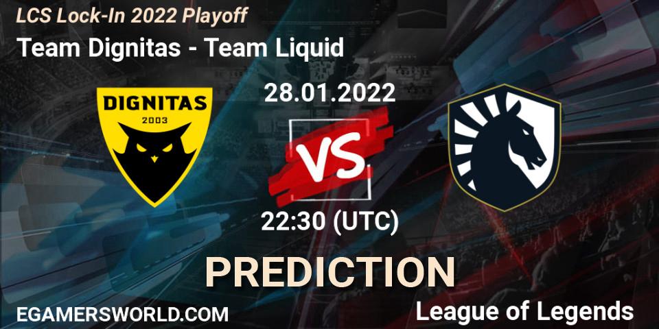 Team Dignitas - Team Liquid: прогноз. 28.01.2022 at 22:30, LoL, LCS Lock-In 2022 Playoff