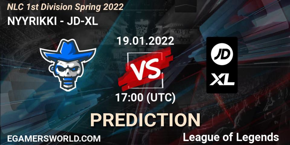 NYYRIKKI - JD-XL: прогноз. 19.01.2022 at 17:00, LoL, NLC 1st Division Spring 2022