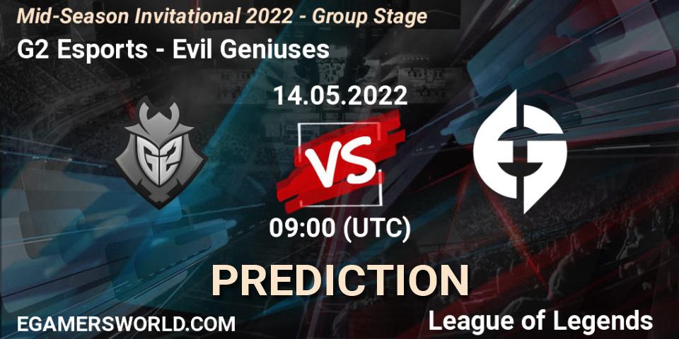 G2 Esports - Evil Geniuses: прогноз. 14.05.2022 at 09:00, LoL, Mid-Season Invitational 2022 - Group Stage