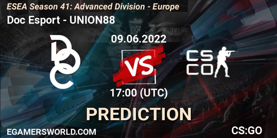 Doc Esport - UNION88: прогноз. 09.06.2022 at 17:00, Counter-Strike (CS2), ESEA Season 41: Advanced Division - Europe