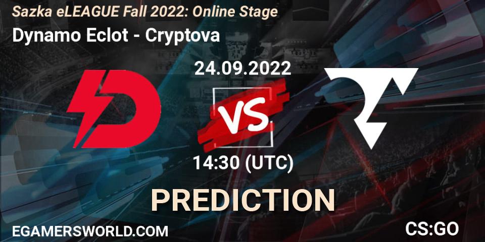 Dynamo Eclot - Cryptova: прогноз. 24.09.2022 at 14:30, Counter-Strike (CS2), Sazka eLEAGUE Fall 2022: Online Stage