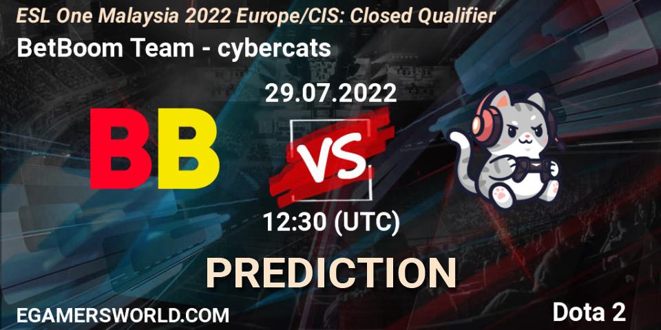 BetBoom Team - cybercats: прогноз. 29.07.2022 at 12:30, Dota 2, ESL One Malaysia 2022 Europe/CIS: Closed Qualifier