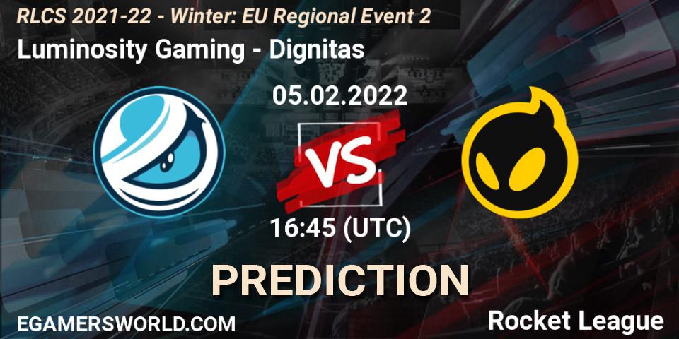 Luminosity Gaming - Dignitas: прогноз. 05.02.2022 at 16:45, Rocket League, RLCS 2021-22 - Winter: EU Regional Event 2