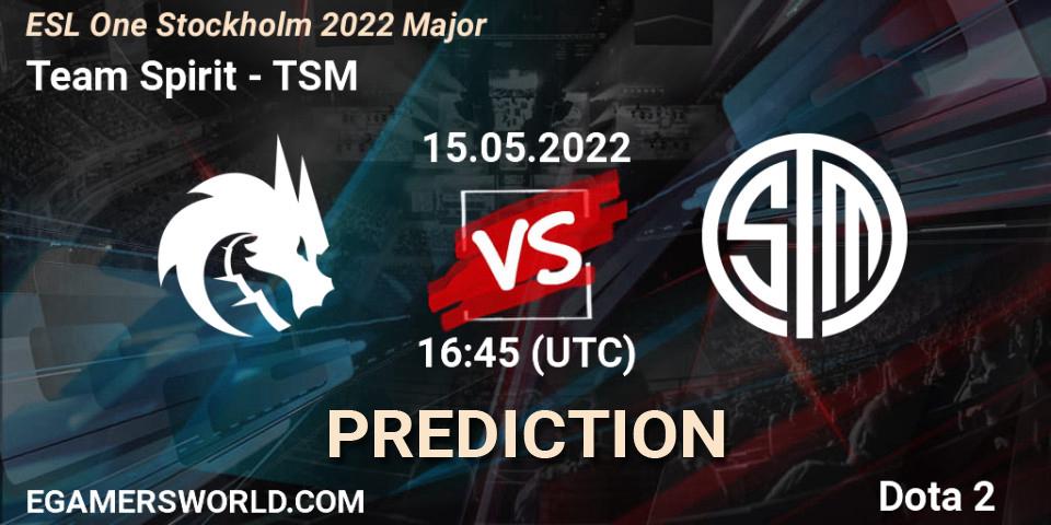 Team Spirit - TSM: прогноз. 15.05.2022 at 16:34, Dota 2, ESL One Stockholm 2022 Major