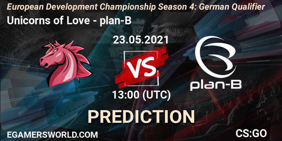 Unicorns of Love - plan-B: прогноз. 23.05.2021 at 13:00, Counter-Strike (CS2), European Development Championship Season 4: German Qualifier