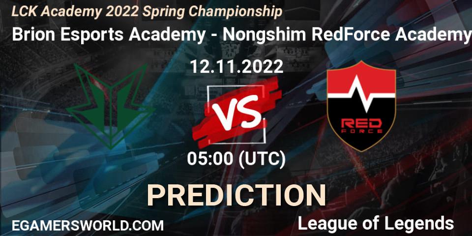 Brion Esports Academy - Nongshim RedForce Academy: прогноз. 12.11.2022 at 05:00, LoL, LCK Academy 2022 Spring Championship