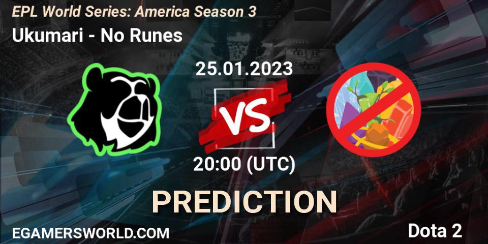 Ukumari - No Runes: прогноз. 25.01.23, Dota 2, EPL World Series: America Season 3