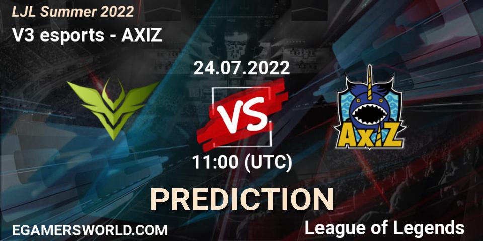 V3 esports - AXIZ: прогноз. 24.07.2022 at 11:00, LoL, LJL Summer 2022