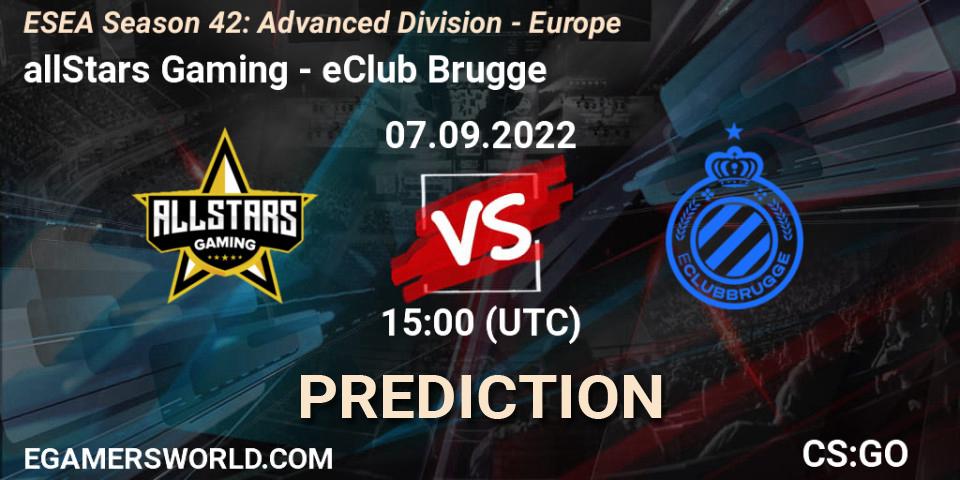 allStars Gaming - eClub Brugge: прогноз. 07.09.22, CS2 (CS:GO), ESEA Season 42: Advanced Division - Europe