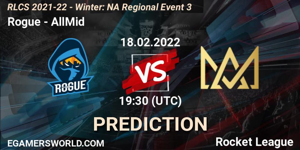 Rogue - AllMid: прогноз. 18.02.2022 at 19:30, Rocket League, RLCS 2021-22 - Winter: NA Regional Event 3