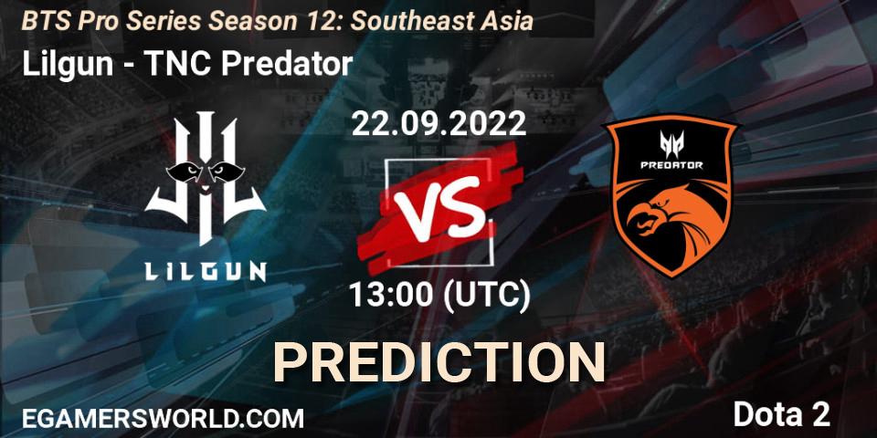 Lilgun - TNC Predator: прогноз. 22.09.2022 at 13:29, Dota 2, BTS Pro Series Season 12: Southeast Asia